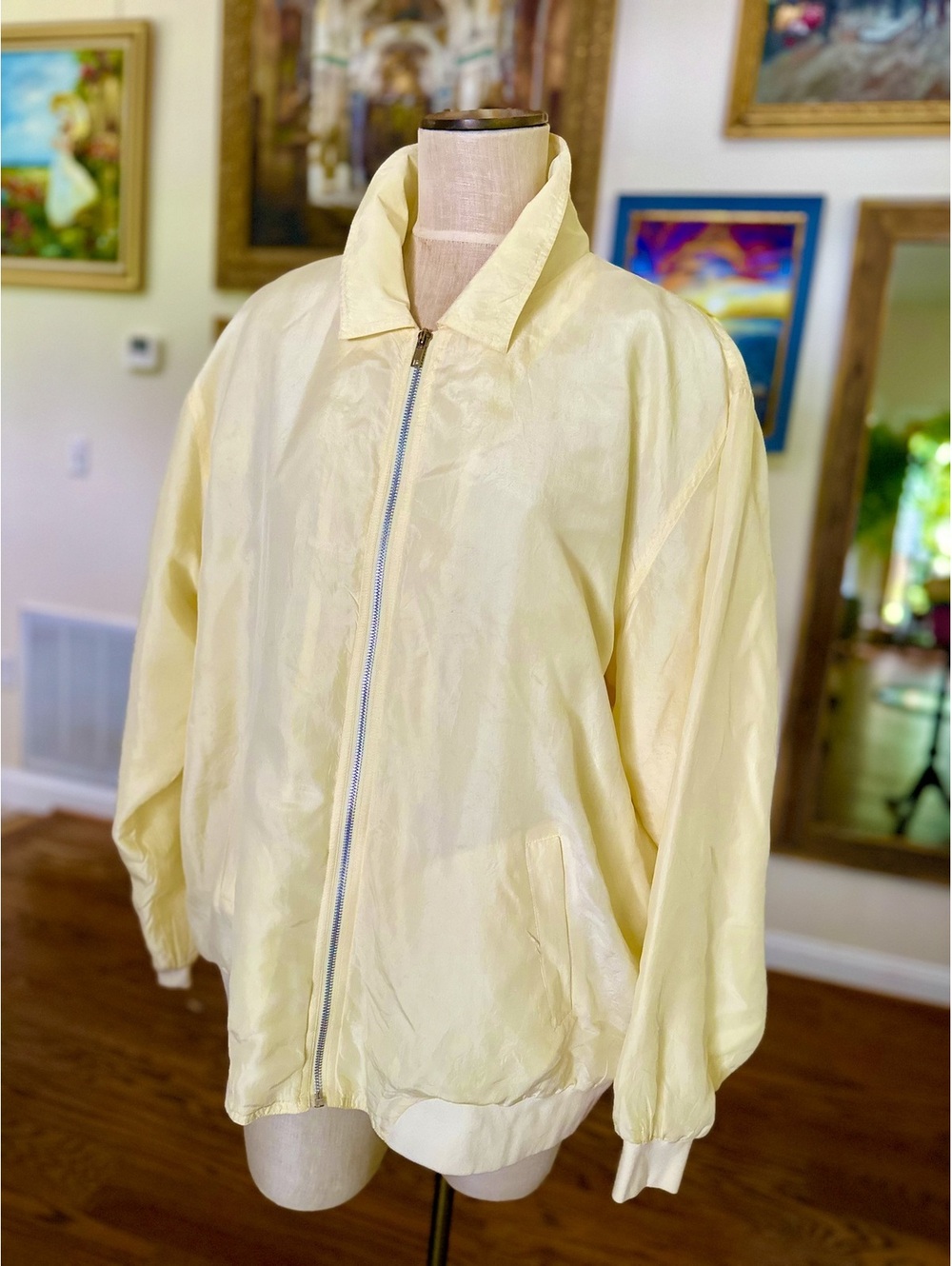 Vintage Lightweight Oversized 100% Silk Fully Lined Jacket Size XL